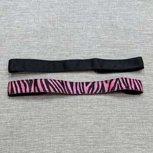 Pink Zebra and Black Grossgrain Headband Set